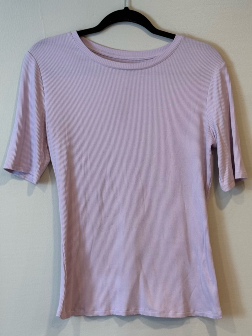 Nine West Soft Spun Ribbed Lilac Purple Short Sleeve Top Women's Medium